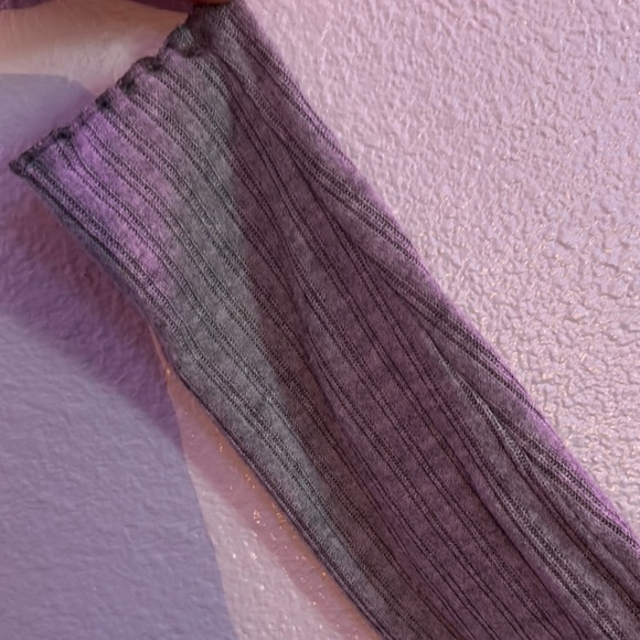 Pink Rose Gray Ribbed Wrap Blouse - Picture 4 of 5